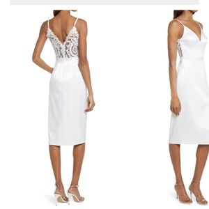 Lulus Stunning Sight Embroidered Lace Back White Cocktail Dress